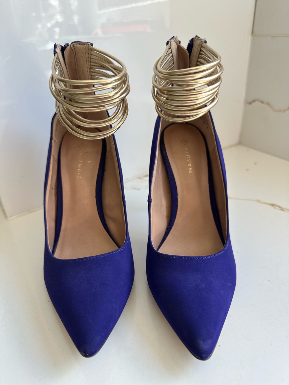 Call it Spring Purple Stiletto Pumps with Gold Ankle Wrap 6.5 - Picture 2 of 7